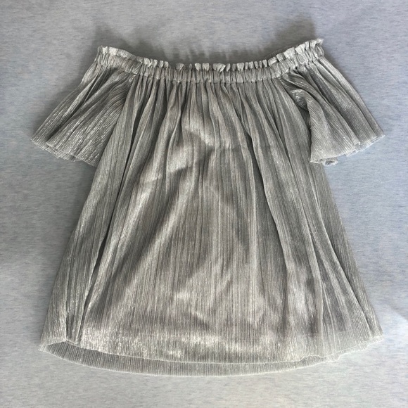 Express Silver Off-the-Shoulder Top - Picture 1 of 4